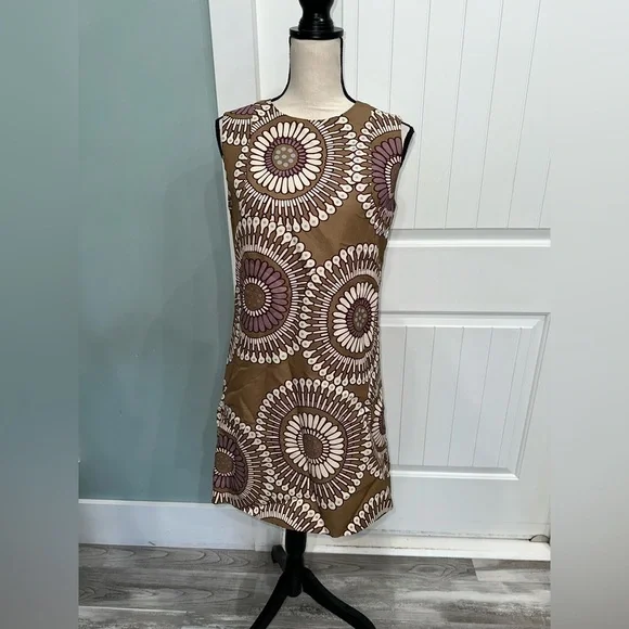 Lafayette 148 New York retro mod sleeveless printed shift dress size 2 - Picture 2 of 8